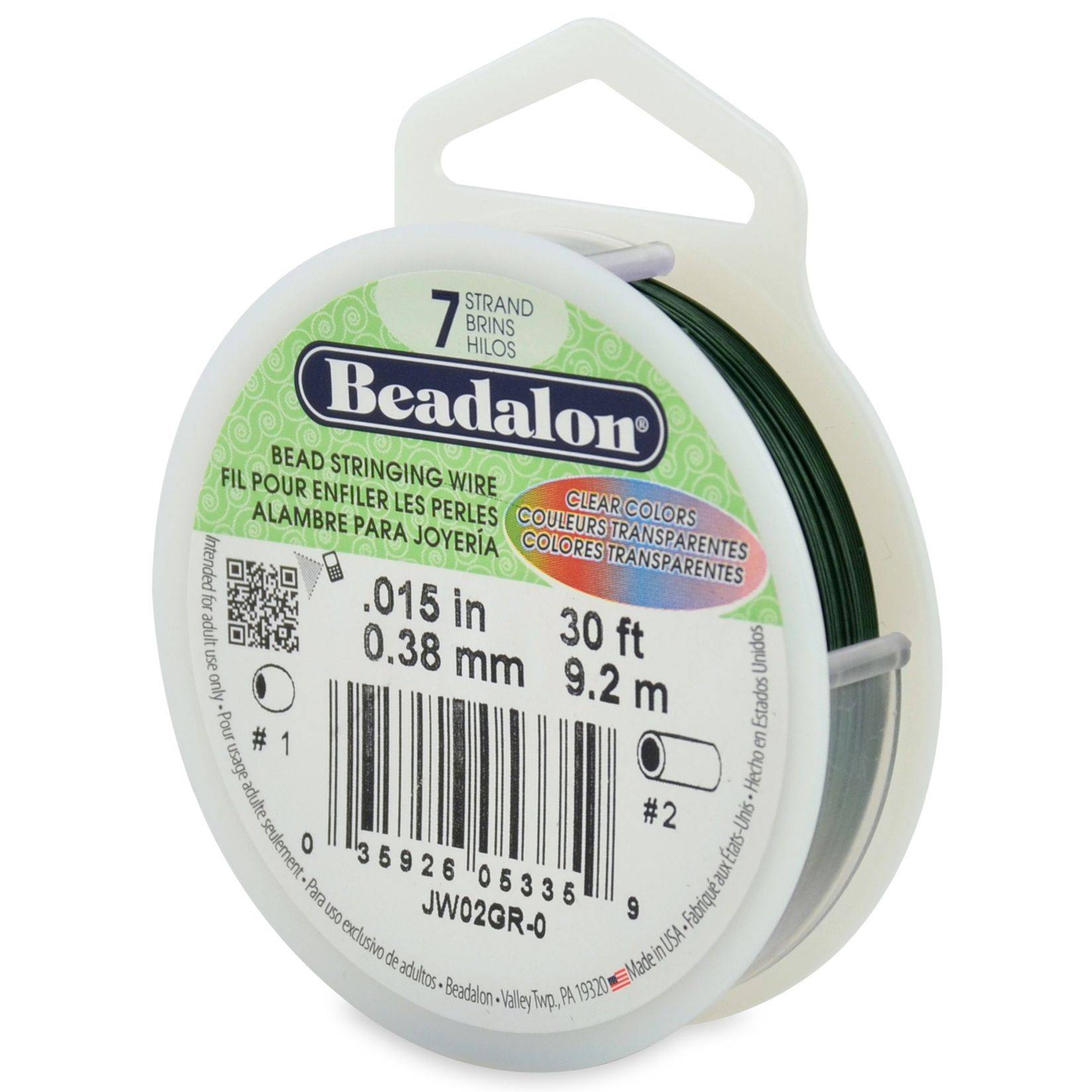 Beadalon Schmuckdraht Edelstahl-kunststoffummantelt grün Ø 0,38mm-9,2m