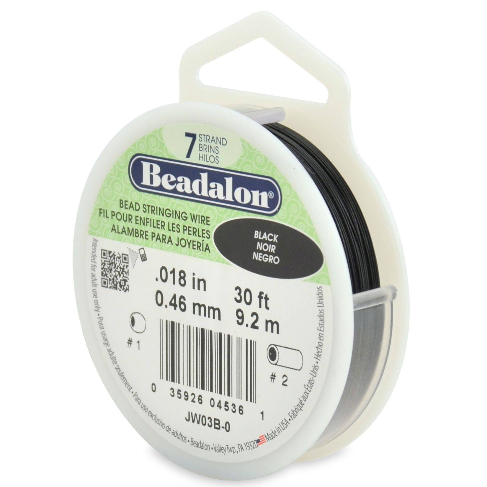 Beadalon Schmuckdraht Edelstahl-kunststoffummantelt schwarz Ø 0,46mm-9,2m