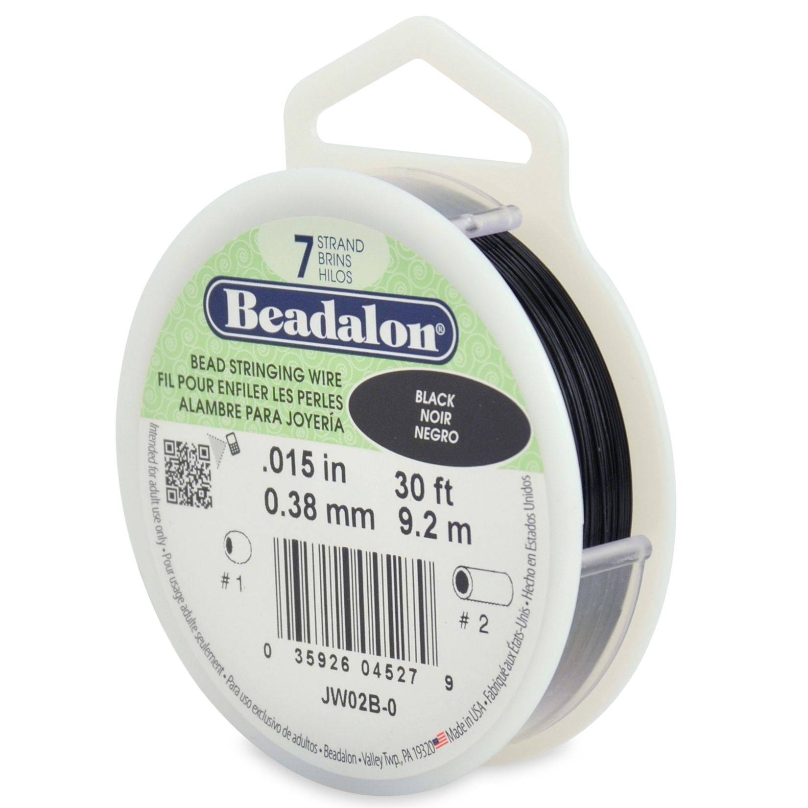 Beadalon Schmuckdraht Edelstahl-kunststoffummantelt schwarz Ø 0,38mm-9,2 m