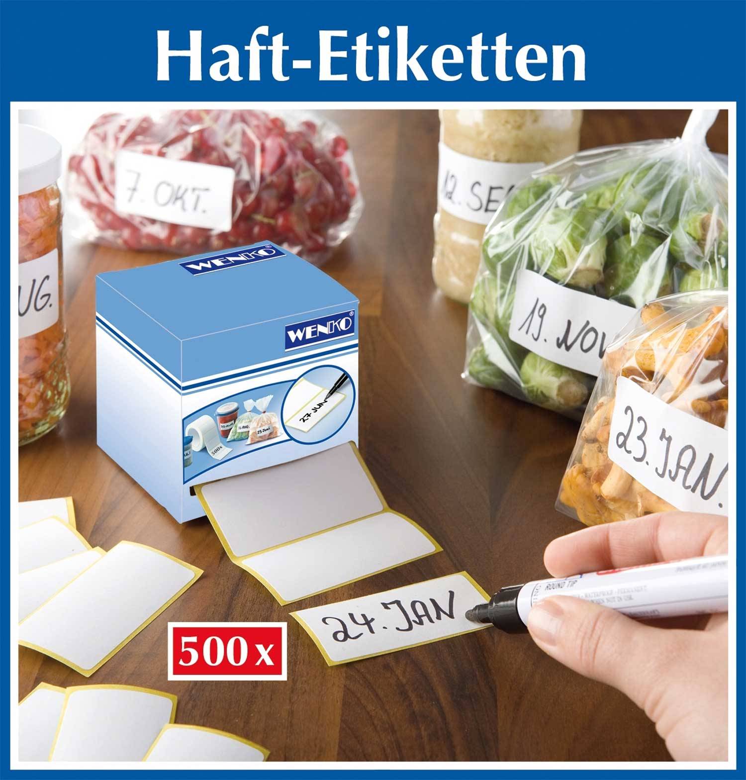 Wenko Haftetiketten, 500 Stk. in praktischer Spenderbox