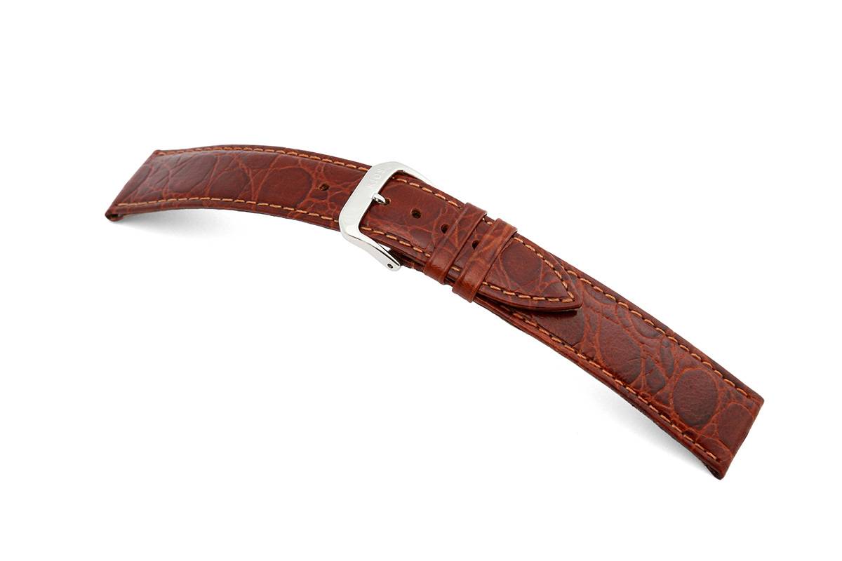Happel Lederband Bahia 14mm mahagoni mit Krokodillederprägung