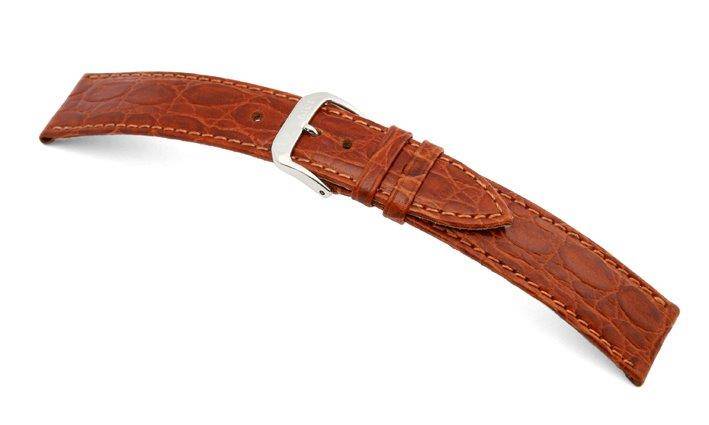 Happel Lederband Bahia 24mm cognac mit Krokodillederprägung