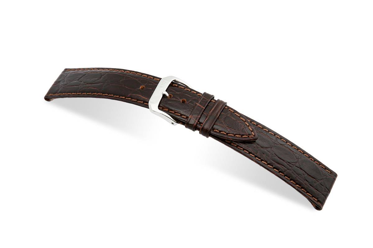 Happel Lederband Bahia 24mm mokka mit Krokodillederprägung