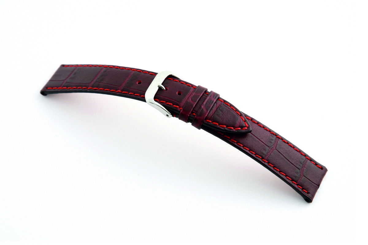 Happel Lederband Tampa 20mm bordeaux mit Alligatorprägung