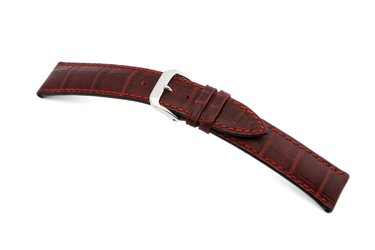 Happel Lederband Jackson 24mm bordeaux mit Alligatorprägung