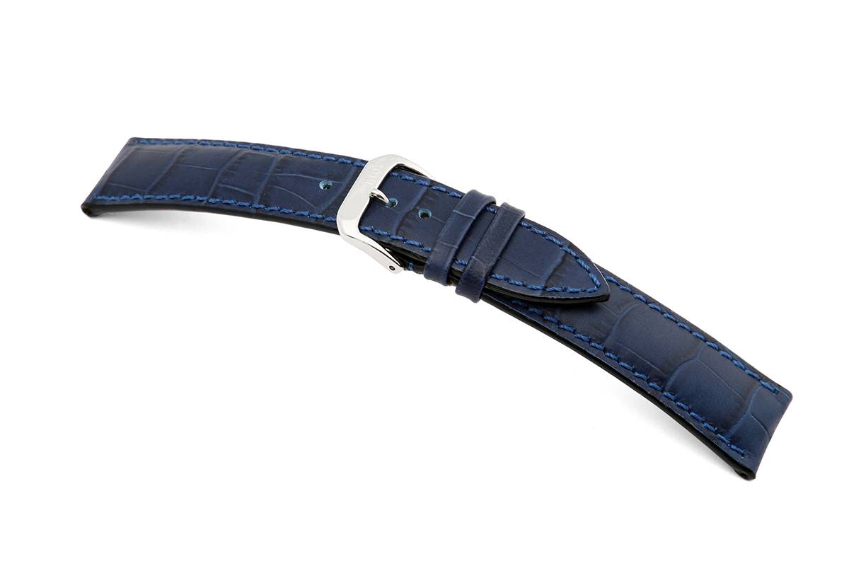 Happel Lederband Jackson 24mm marineblau mit Alligatorprägung