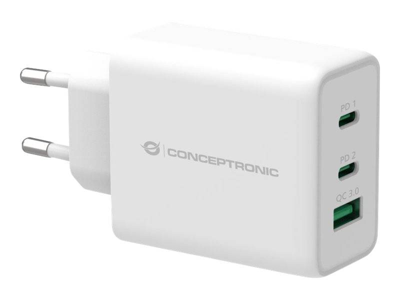 Conceptronic ALTHEA12W 3-Port 65W GaN USB PD Charger - Netzteil - 65 Watt - 5 A