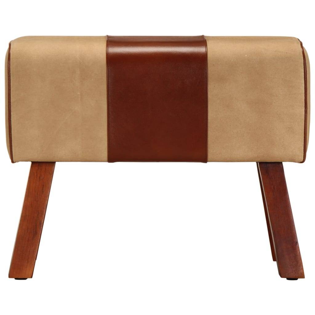 vidaXL Sitzbank Turnbock-Design 58 cm Braun Echtleder Massivholz Mango
