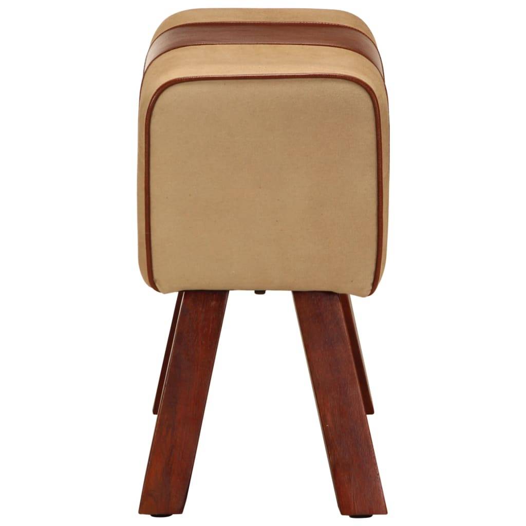 vidaXL Sitzbank Turnbock-Design 58 cm Braun Echtleder Massivholz Mango