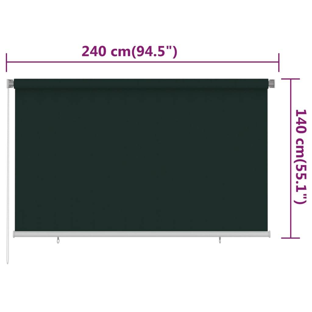 vidaXL Außenrollo 240x140 cm Dunkelgrün HDPE