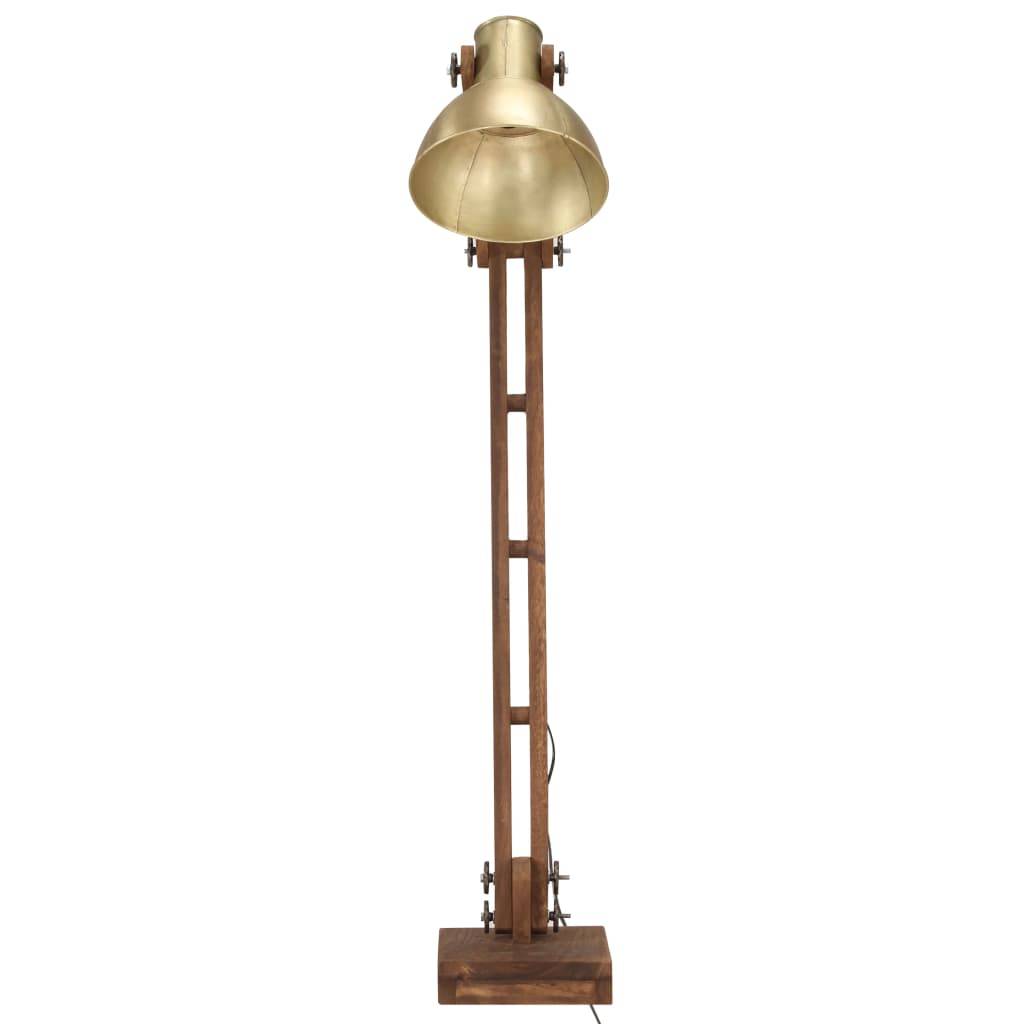 vidaXL Stehlampe Messing Mango Massivholz E27
