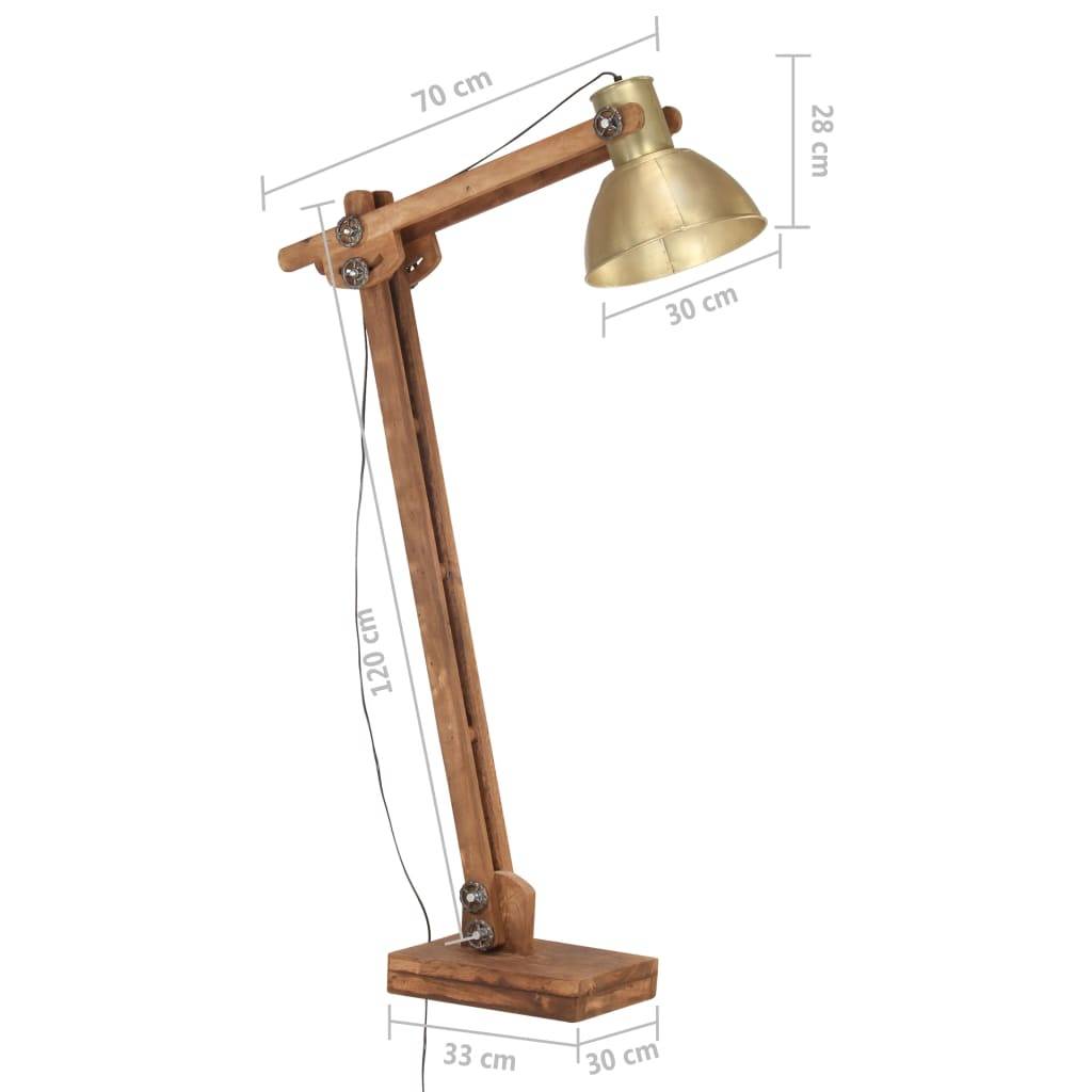 vidaXL Stehlampe Messing Mango Massivholz E27