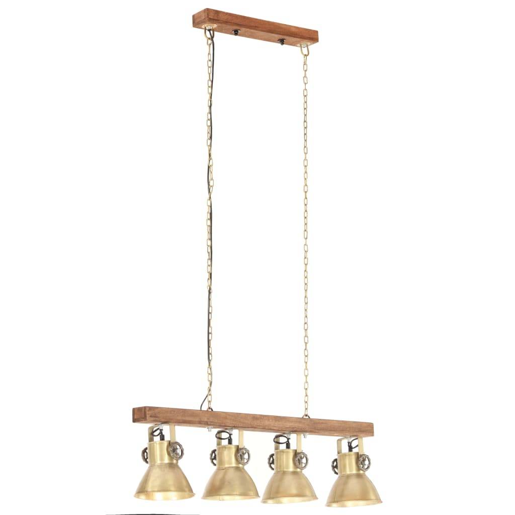 vidaXL Deckenlampe Industriestil Messing E27 Mangoholz