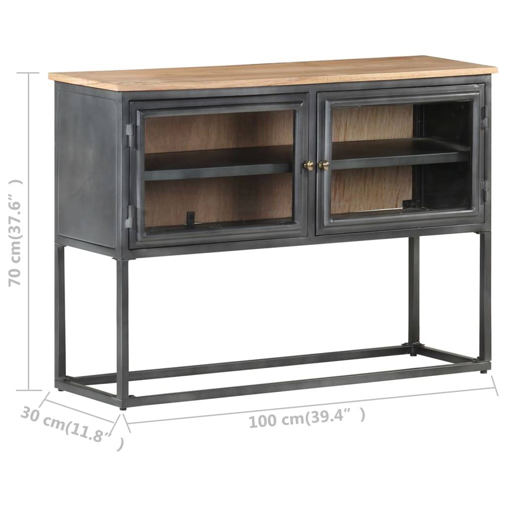 vidaXL Sideboard Grau 100x30x70 cm Massivholz Akazie