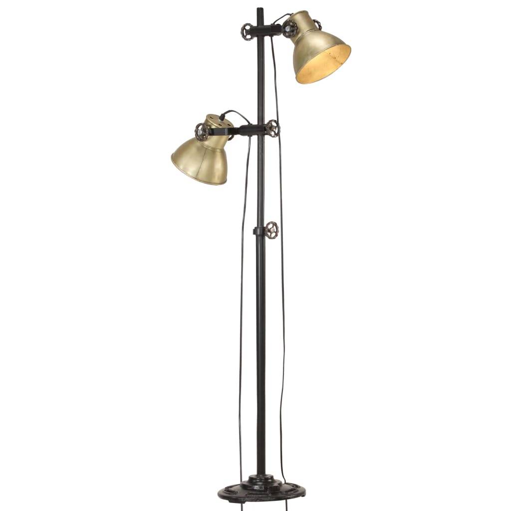 vidaXL Stehlampe 2-flammig Messing E27 Gusseisen