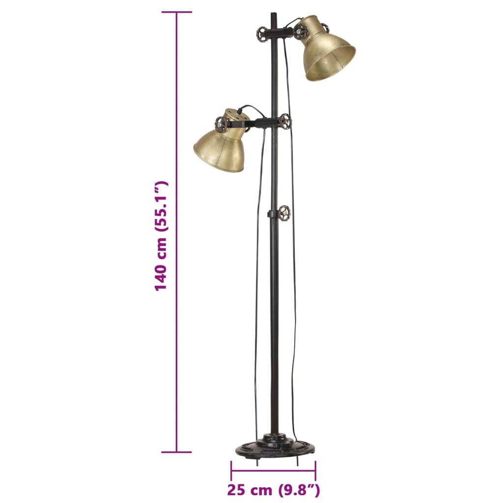 vidaXL Stehlampe 2-flammig Messing E27 Gusseisen