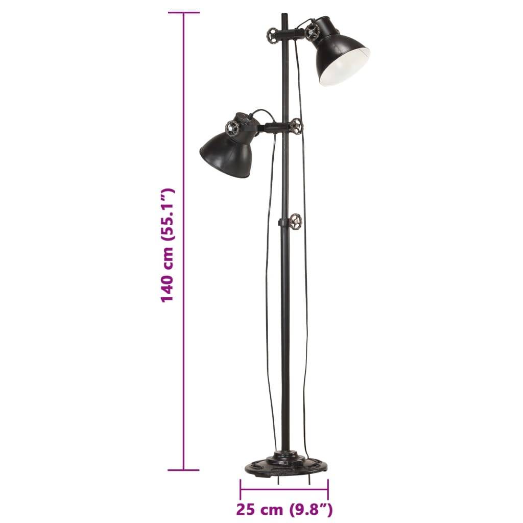 vidaXL Stehlampe 2-flammig Schwarz E27 Gusseisen