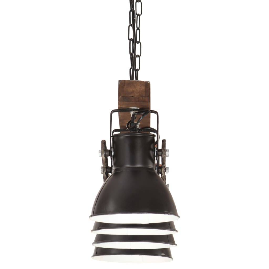 vidaXL Deckenlampe Industriestil Schwarz E27 Mangoholz