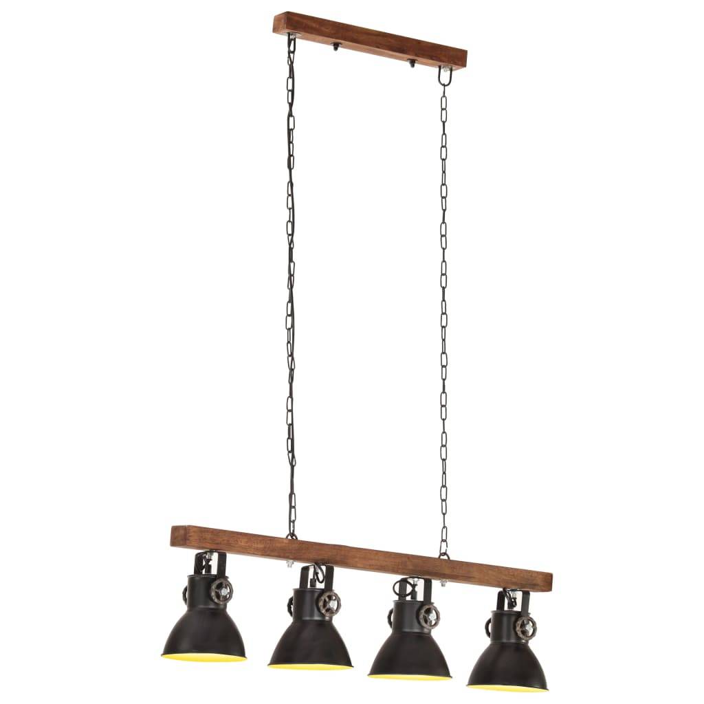 vidaXL Deckenlampe Industriestil Schwarz E27 Mangoholz