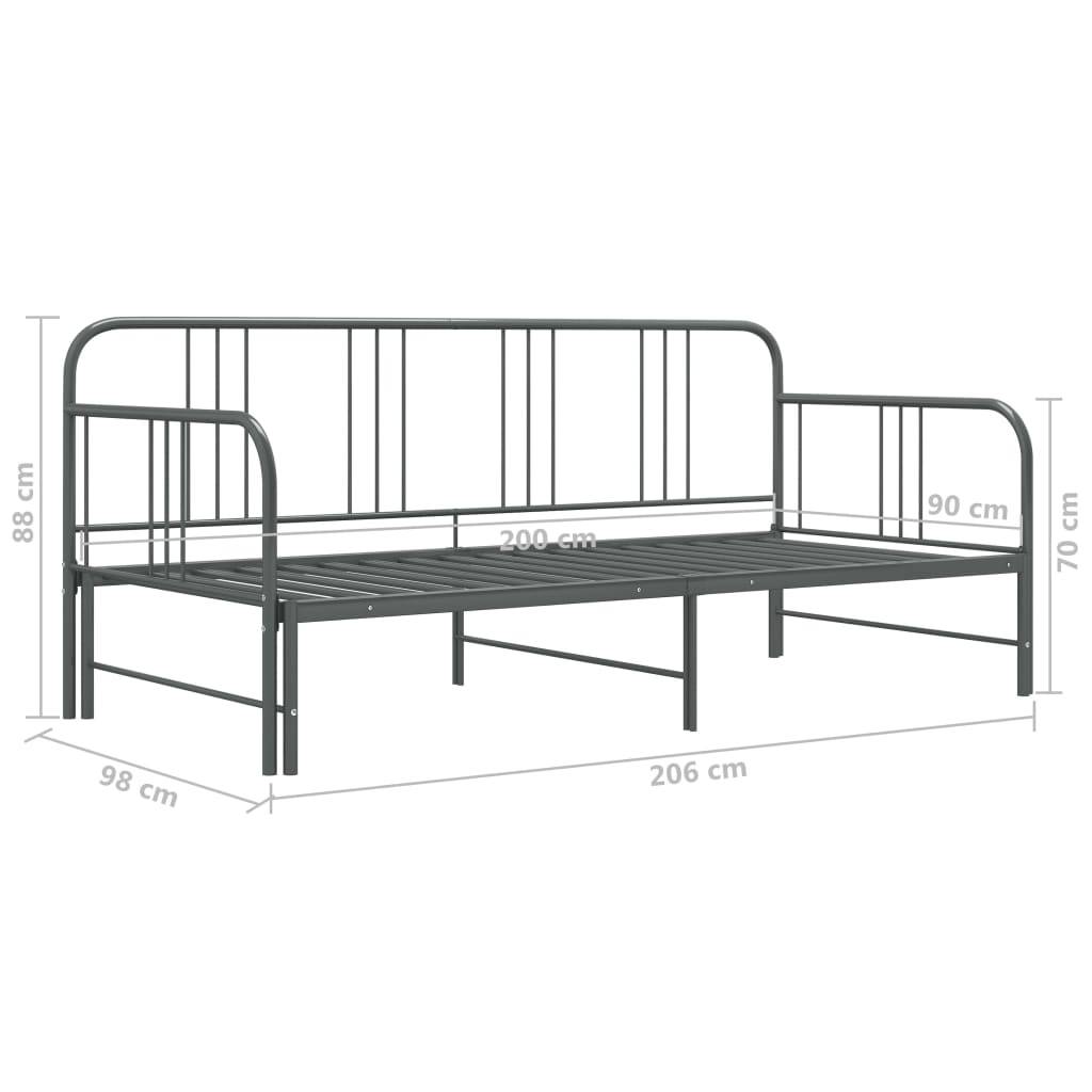 vidaXL Ausziehsofa Bettgestell Grau Metall 90x200 cm