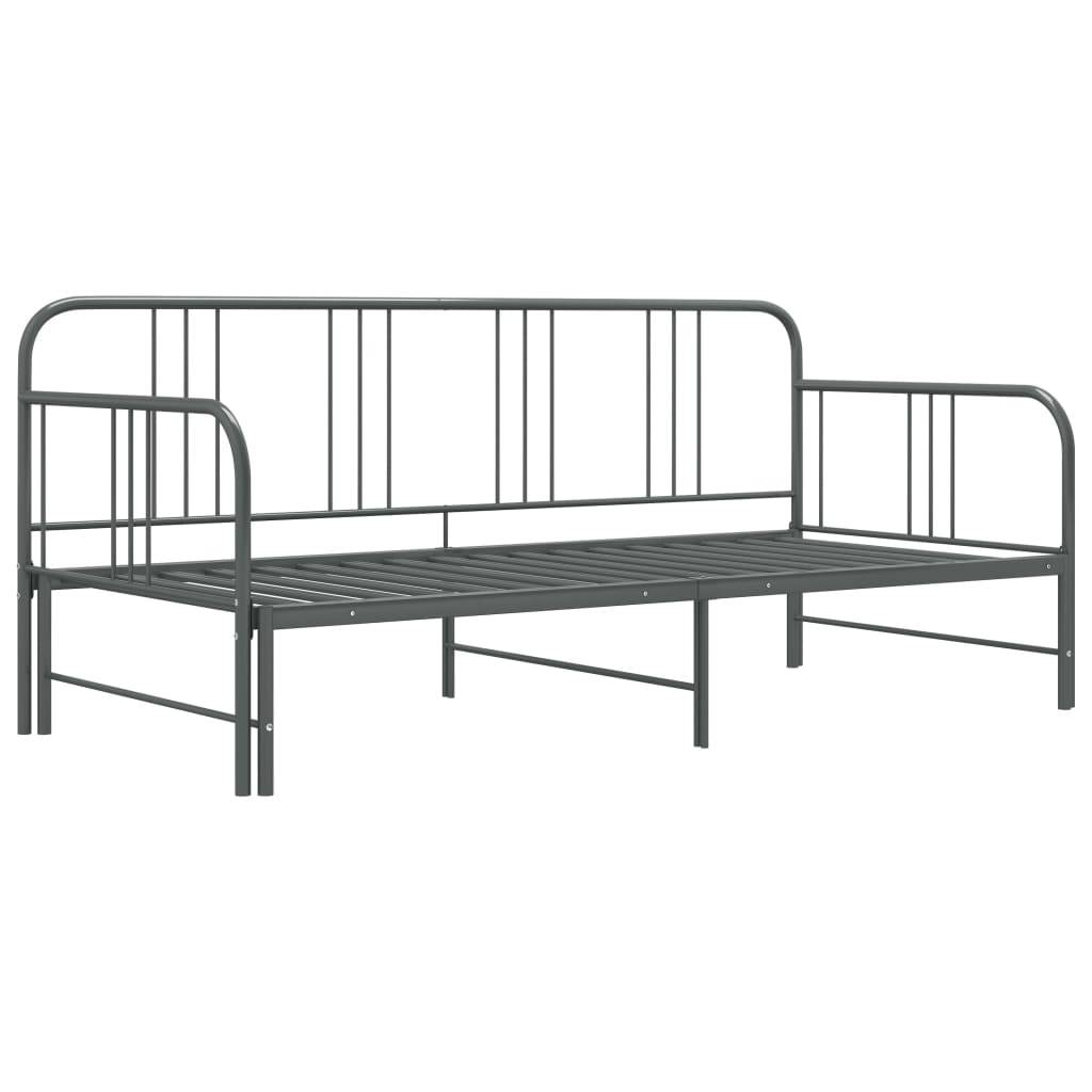 vidaXL Ausziehsofa Bettgestell Grau Metall 90x200 cm