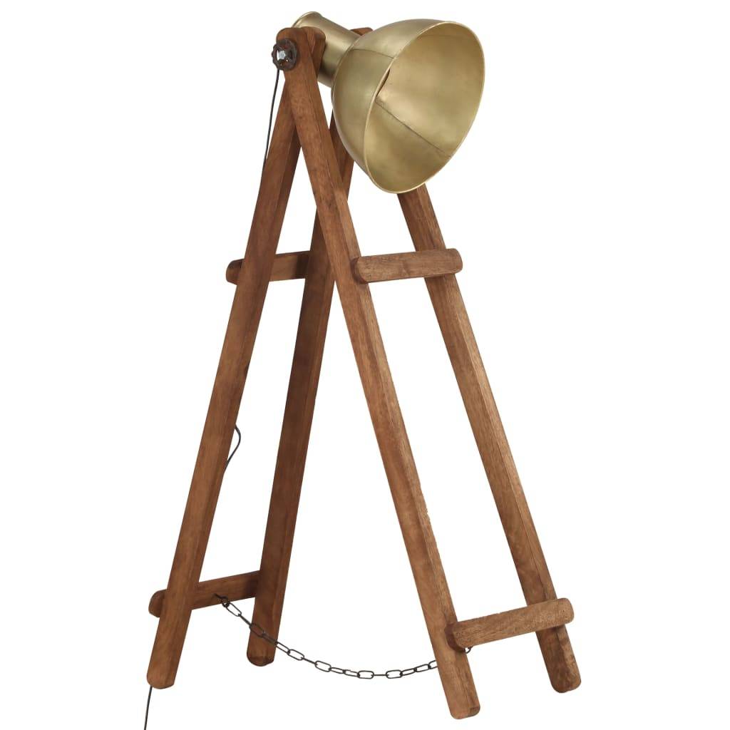 vidaXL Stehlampe Messing E27 Mango Massivholz