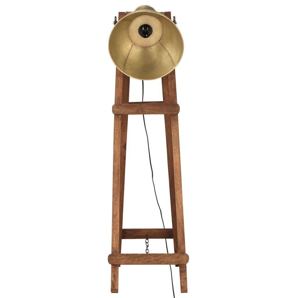 vidaXL Stehlampe Messing E27 Mango Massivholz