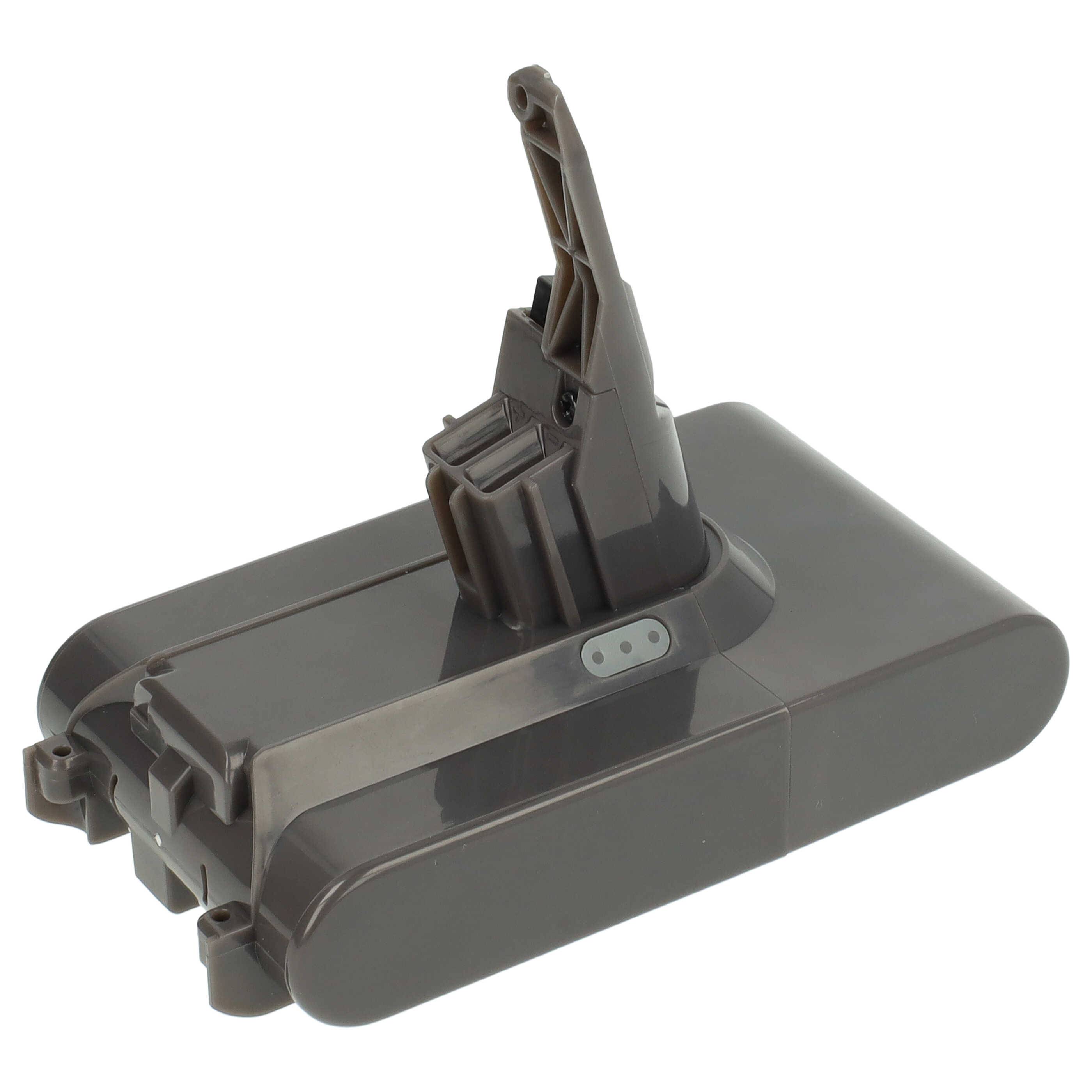 Ein Ersatzakku für einen kabellosen Staubsauger mit grauem Gehäuse und Anschlussanschluss.