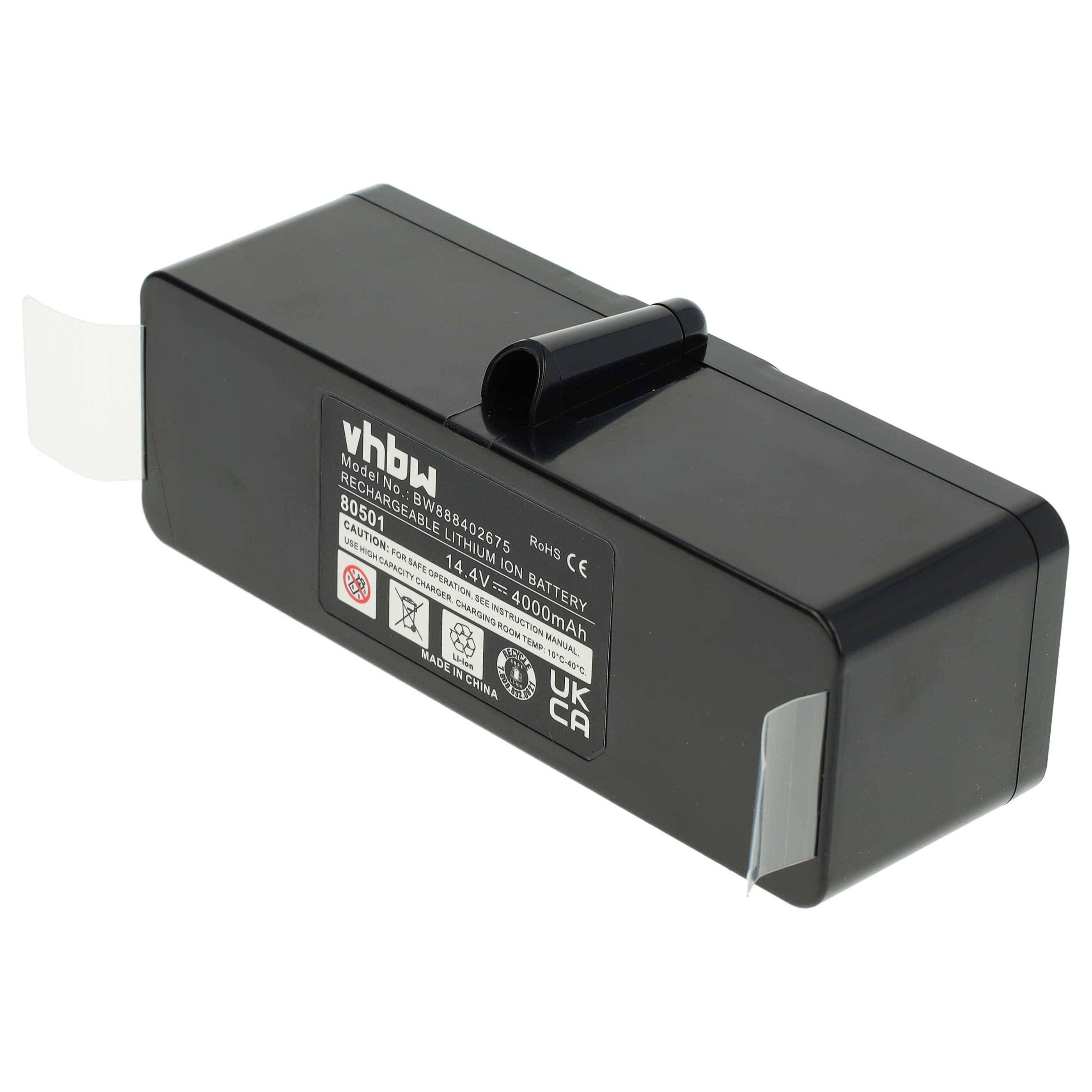 vhbw Akku kompatibel mit iRobot Roomba 581, 580, 614, 605, 611, 583, 610, 590, 612, 582, 615, 577 Staubsauger Schwarz (4000 mAh, 14,4 V, Li-Ion)