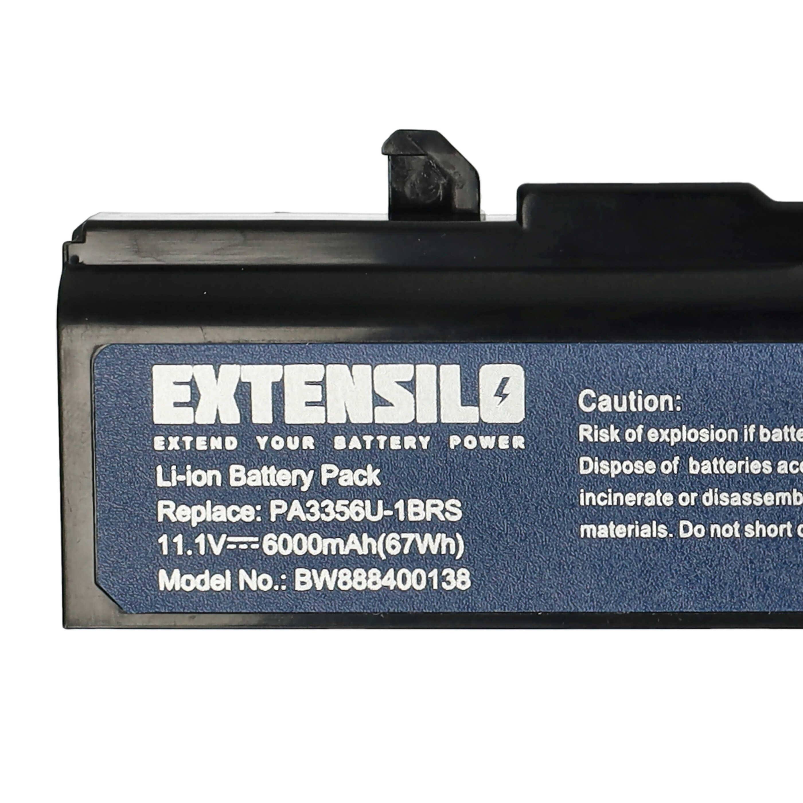 EXTENSILO Akku kompatibel mit Toshiba Satellite U200-162, U200-ST2092, U200-160, U200-ST2091, U205 Notebook (6000mAh, 11,1V, Li-Ion)