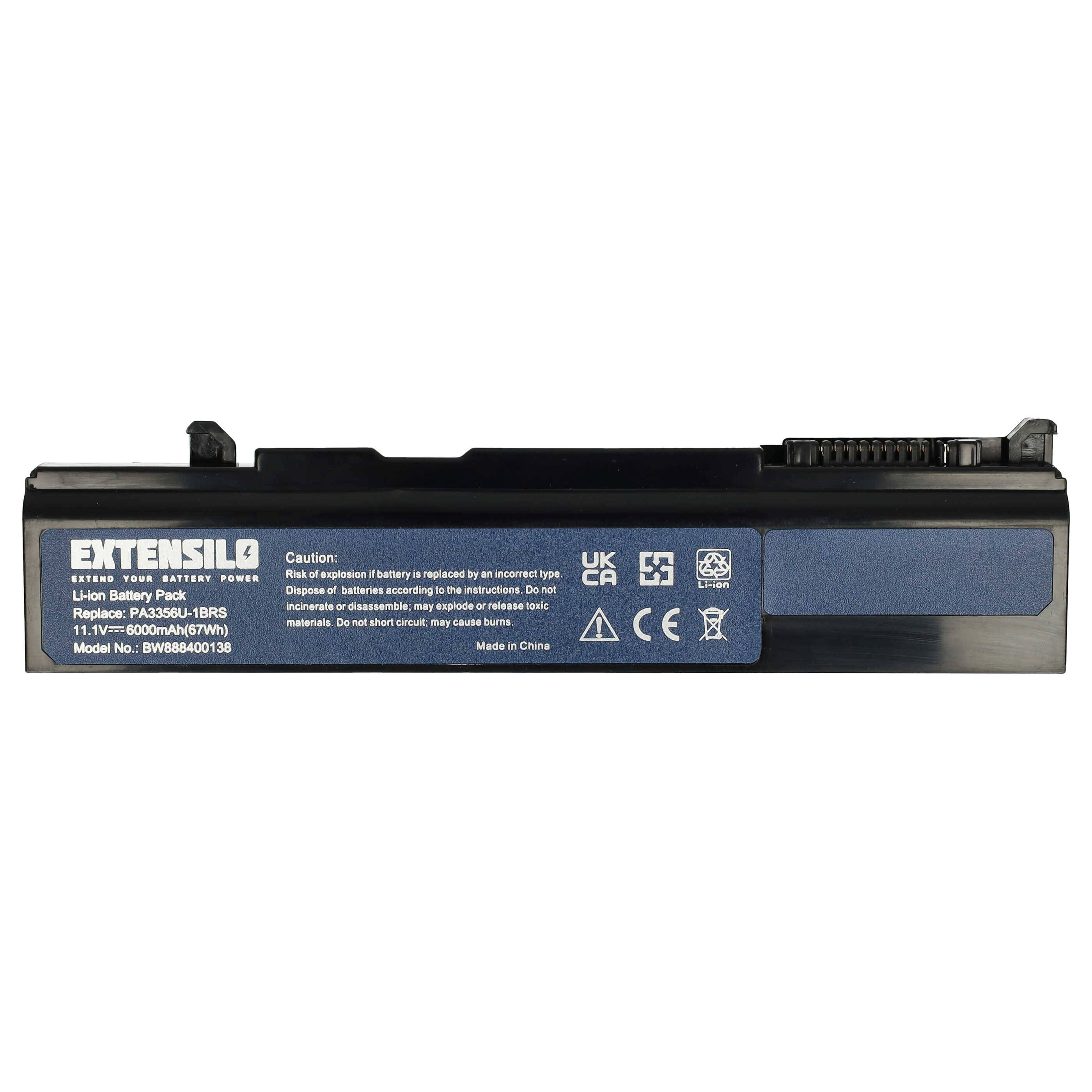 EXTENSILO Akku kompatibel mit Toshiba Satellite U200-162, U200-ST2092, U200-160, U200-ST2091, U205 Notebook (6000mAh, 11,1V, Li-Ion)