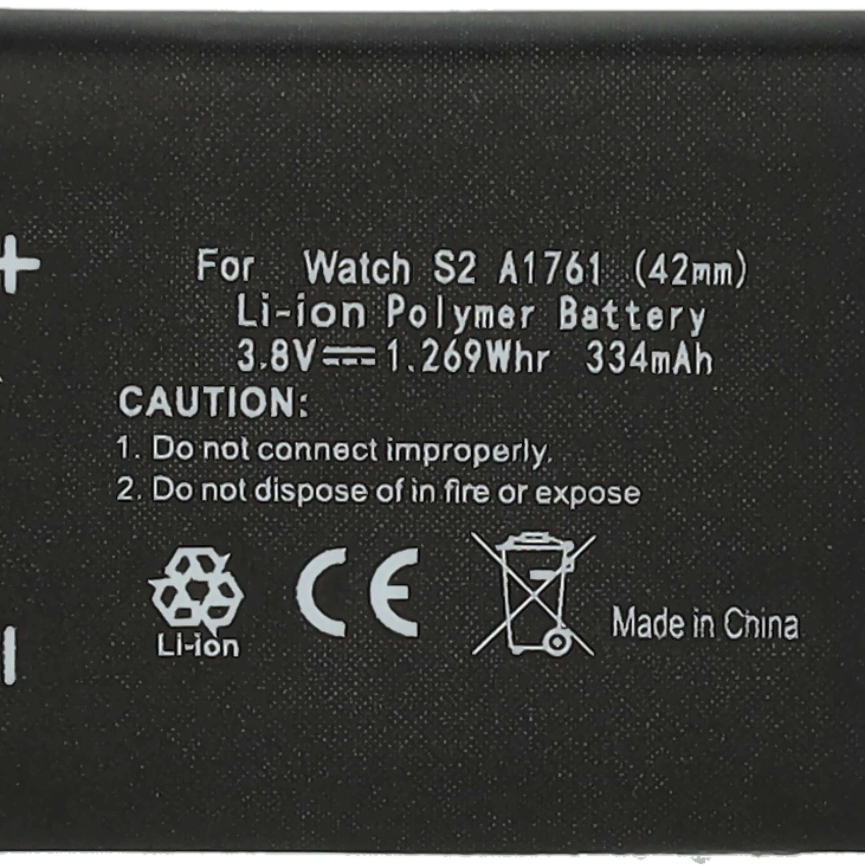 vhbw Akku Ersatz für Apple A1761 | für Smartwatch Uhr Fitnessarmband (334 mAh, 3,8 V, Li-Polymer) + Werkzeug-Set