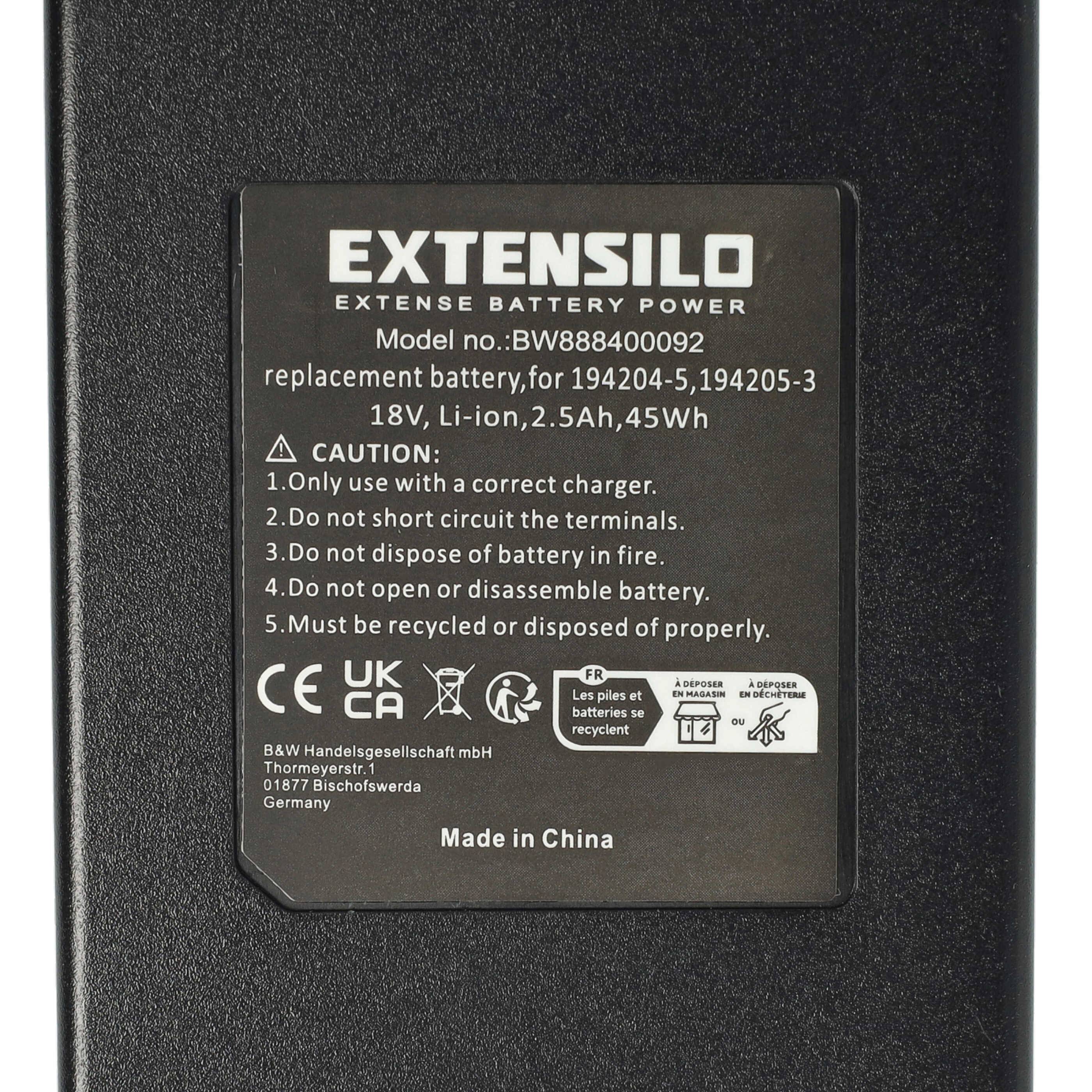 EXTENSILO 2x Akku kompatibel mit Greenlee EK1240L11, EK1240KL22, EK1240KL11, EK1240KL12, EK1240CL22 Werkzeug (2500 mAh, Li-Ion, 18 V)