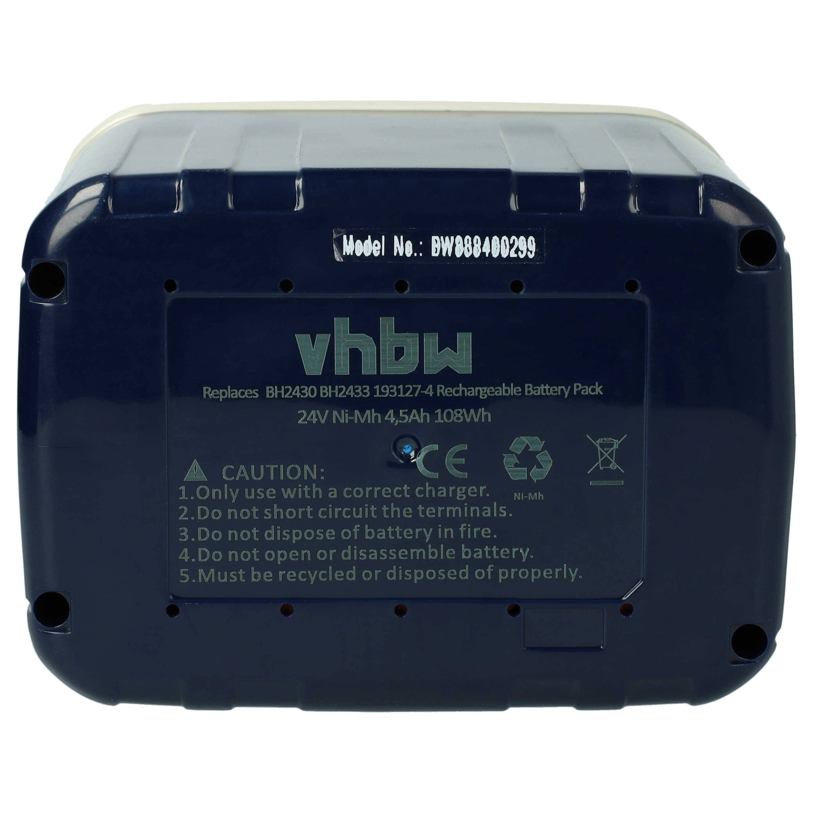 vhbw Akku kompatibel mit Makita BTW200WAE, DK2401HF, DK2402HF, DK2403HF, DK2404HF Elektrowerkzeug (4500 mAh, NiMH, 24 V)