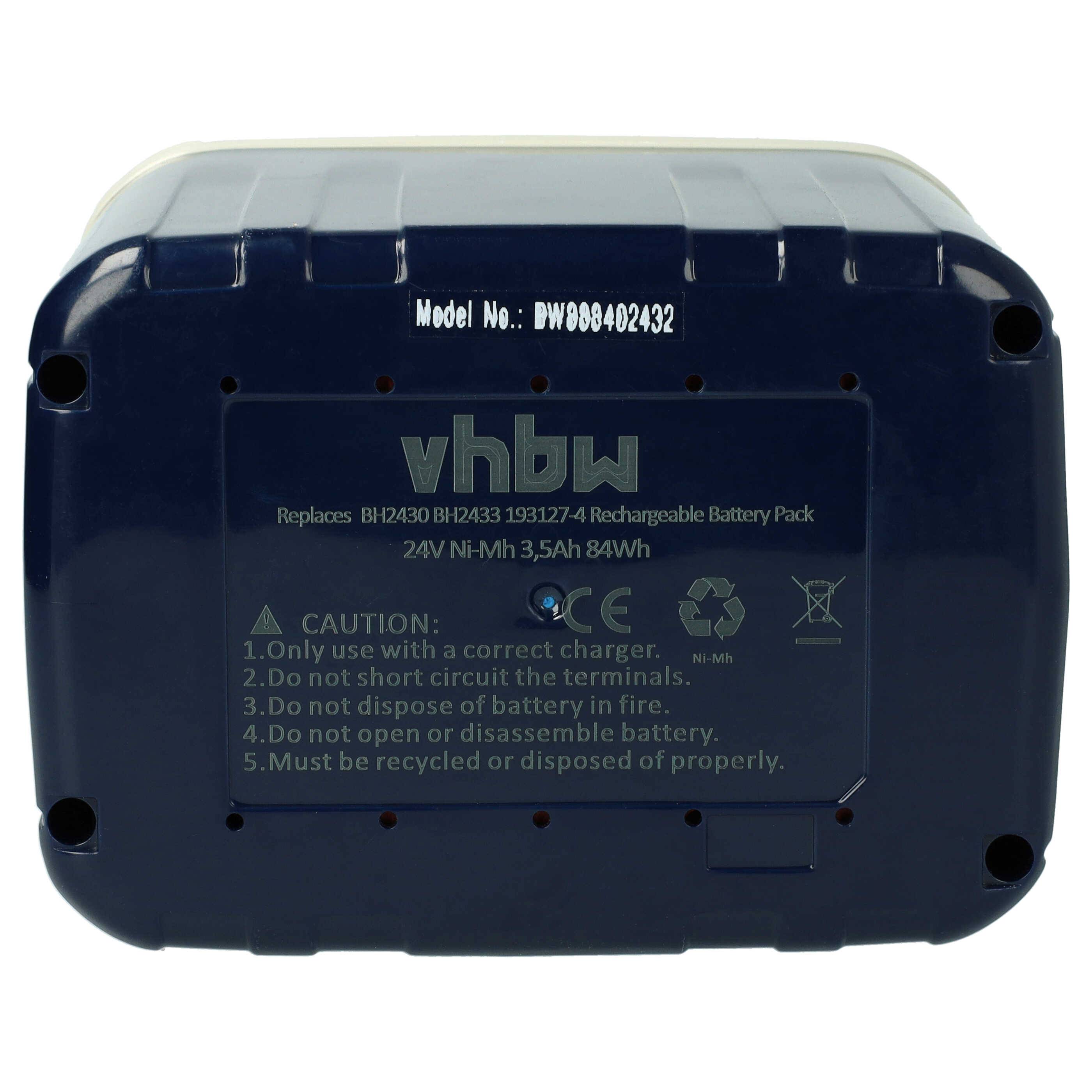vhbw Akku kompatibel mit Makita DK2405HF, TW200D, TW200DRA Elektrowerkzeug (3500 mAh, NiMH, 24 V)