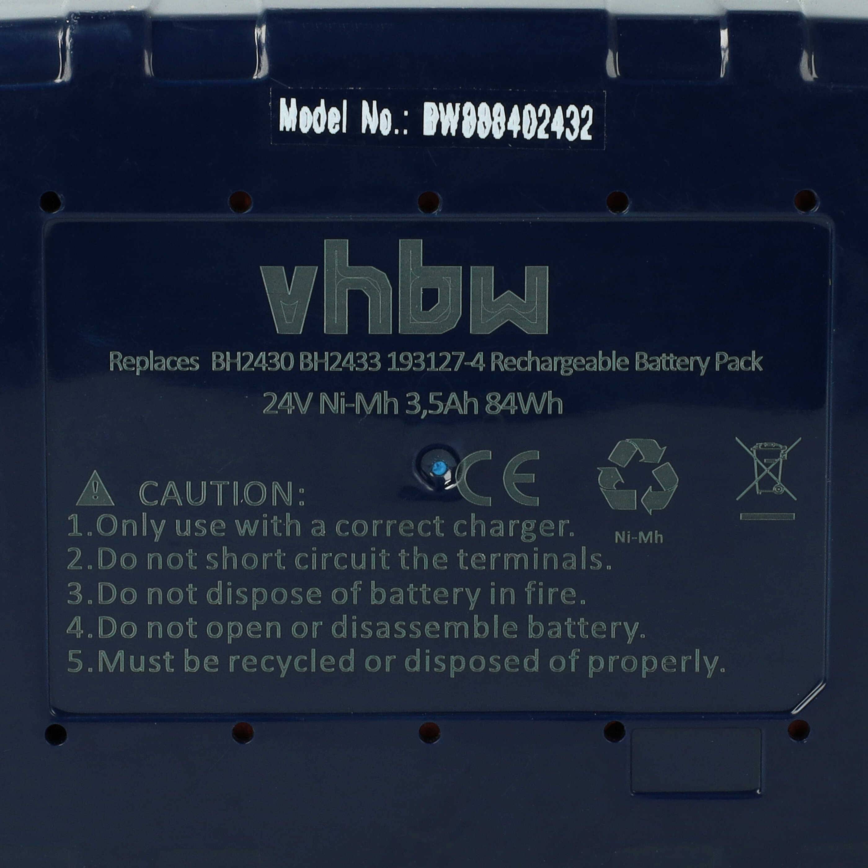 Ein blauer Akku mit der Bezeichnung „vhbw