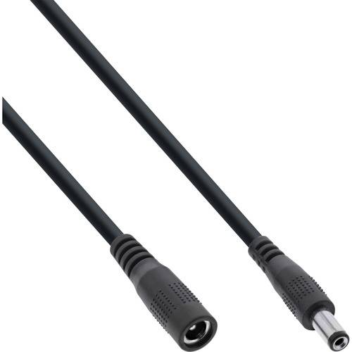 InLine® DC Verlängerungskabel, DC Stecker/Buchse 5,5x2,1mm, AWG 18, schwarz, 1m Kabel Stromkabel &