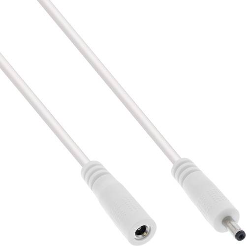 InLine® DC Verlängerungskabel, DC Stecker/Buchse 3,5x1,35mm, AWG 18, weiß 2m Kabel Stromkabel DC