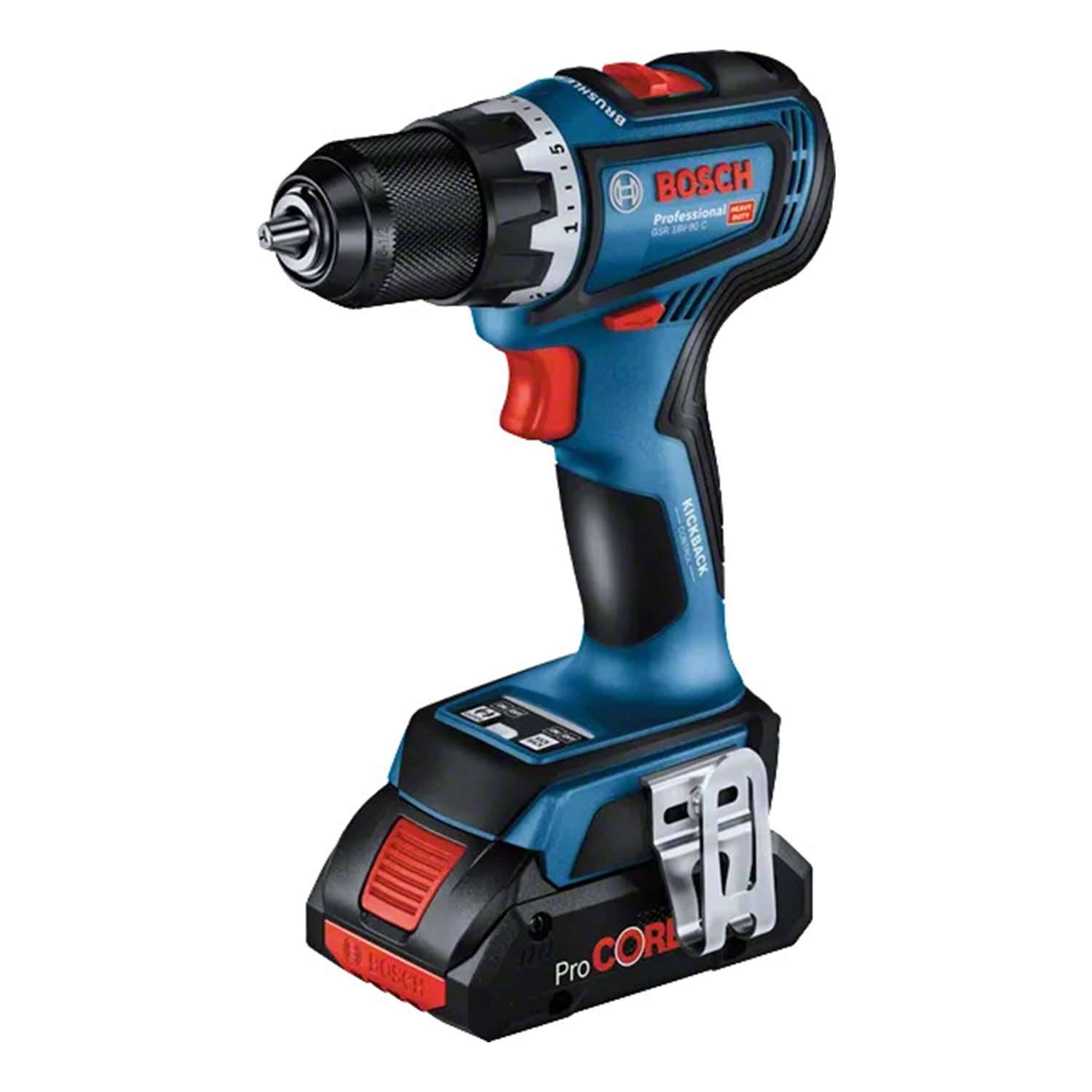 BOSCH Bosch Akku-Bohrschrauber, GSR 18V-90 C incl. ohne Akku Akku-Spannung 18V Aufbewahrungsart Systemkoffer - 1 Stück