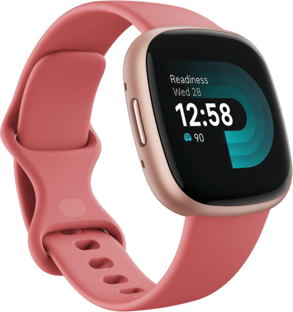 Rosa Smartwatch mit schwarzem Display, das „Readiness