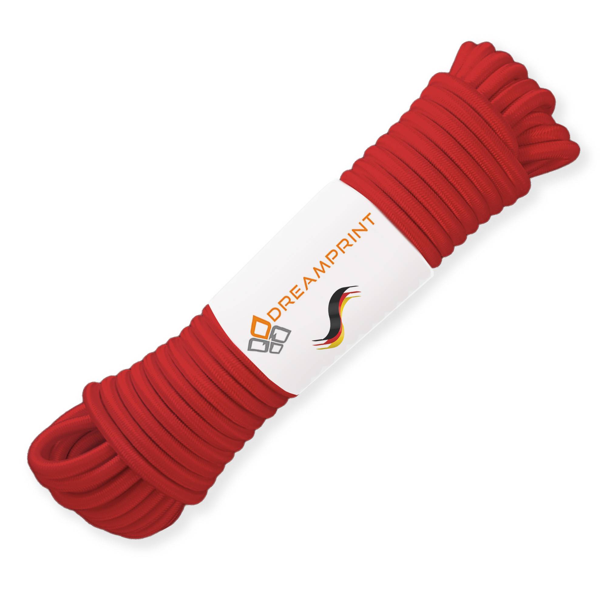 Dreamprint Expanderseil 20m Rot 6mm Ø – Gummiseil, Planenseil, elastisches Seil für Innen & Außen – Wetterfest & Reißfest – Ideal für Ladun