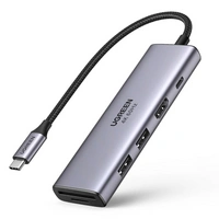 Ugreen Multifunktions-HUB USB Typ C - 2x USB 3.2 Gen 1 / HDMI 4K 60Hz / SD- und TF-Kartenleser / USB Typ C PD 100W grau Ugreen Multifunktions-HUB USB Typ C - 2x USB 3.2 Gen 1 / HDMI 4K 60Hz / SD- und TF-Kartenleser / USB Typ C PD 100W grau