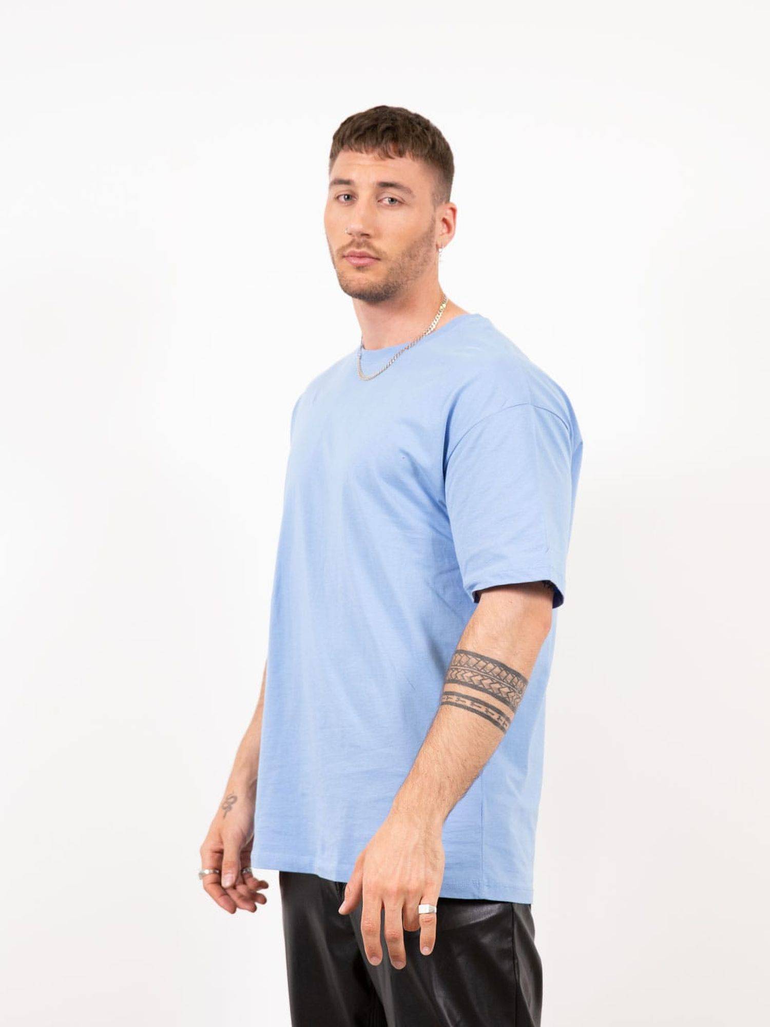 Ossy Homer T-Shirt Oversize Basic 100% Cotton Baumwolle für Herren S Blau