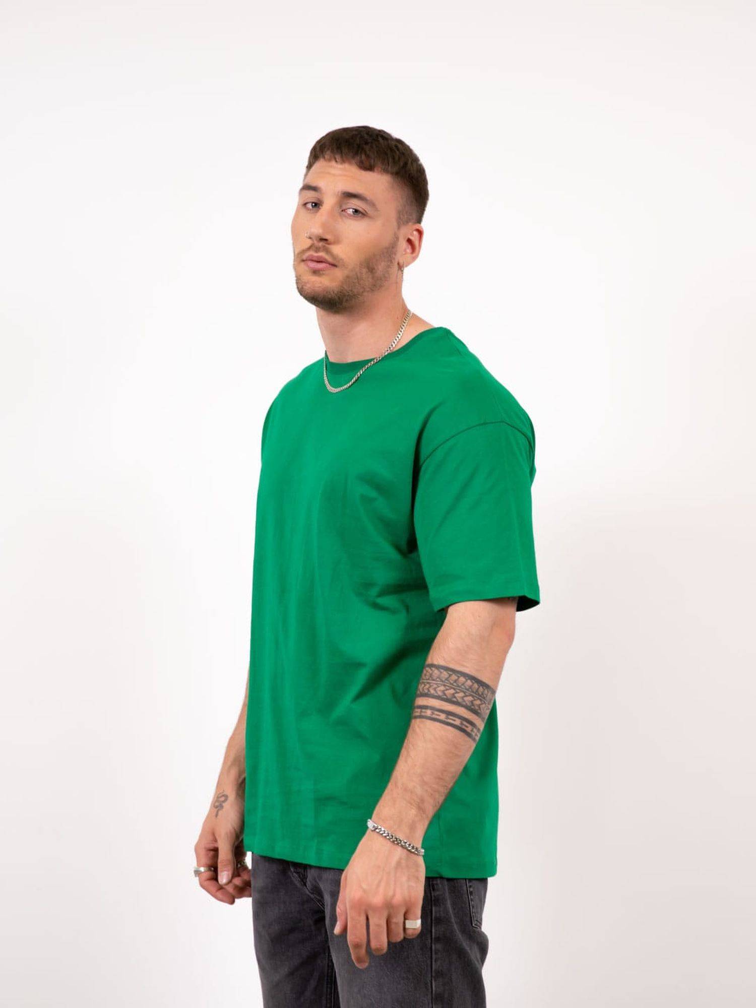 Ossy Homer T-Shirt Oversize Basic 100% Cotton Baumwolle für Herren M Grün