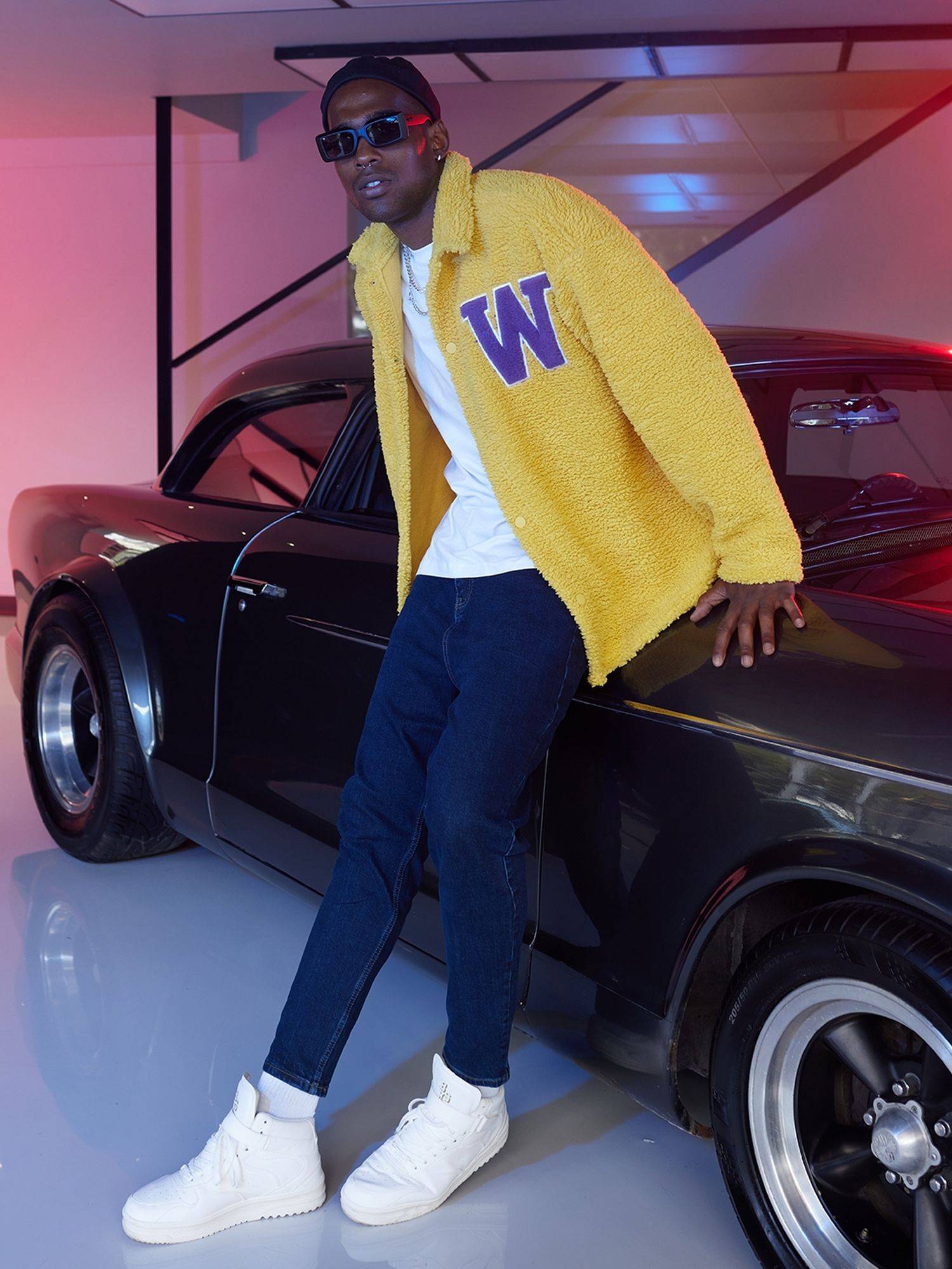 Ossy Homer Oversize Jacke Teddy W Shirt für Herren Teddyfell XL Gelb