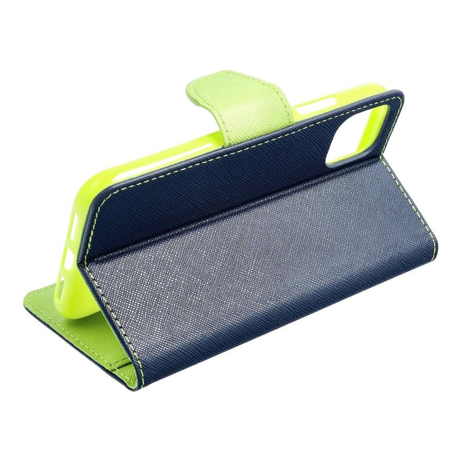 Buch Tasche "Fancy" kompatibel mit SAMSUNG GALAXY M13 4G Handy Hülle Brieftasche mit Standfunktion, Kartenfach Blau-Grün