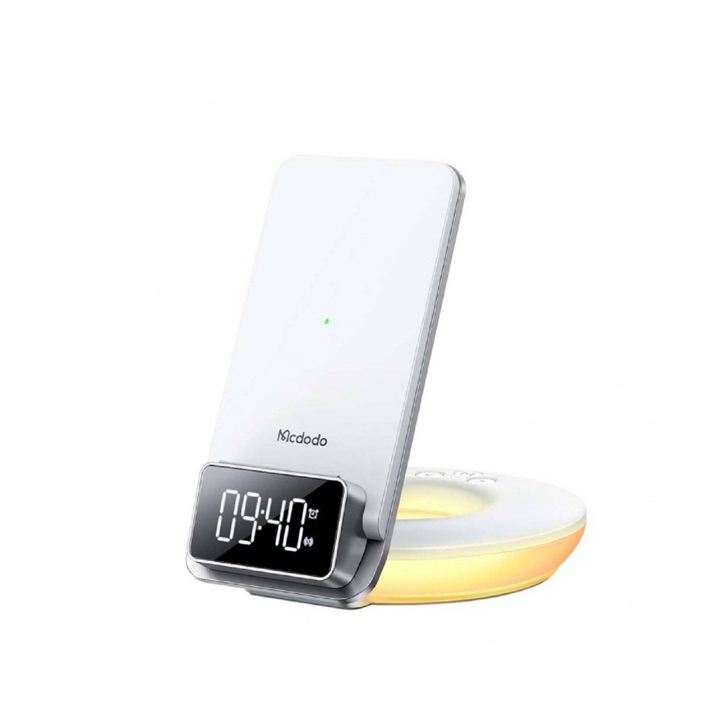 Mcdodo Noche Series CH-1610 15W induktives Ladegerät/Lampe/Wecker/Uhr Schnellladung Ladegerät Weiß