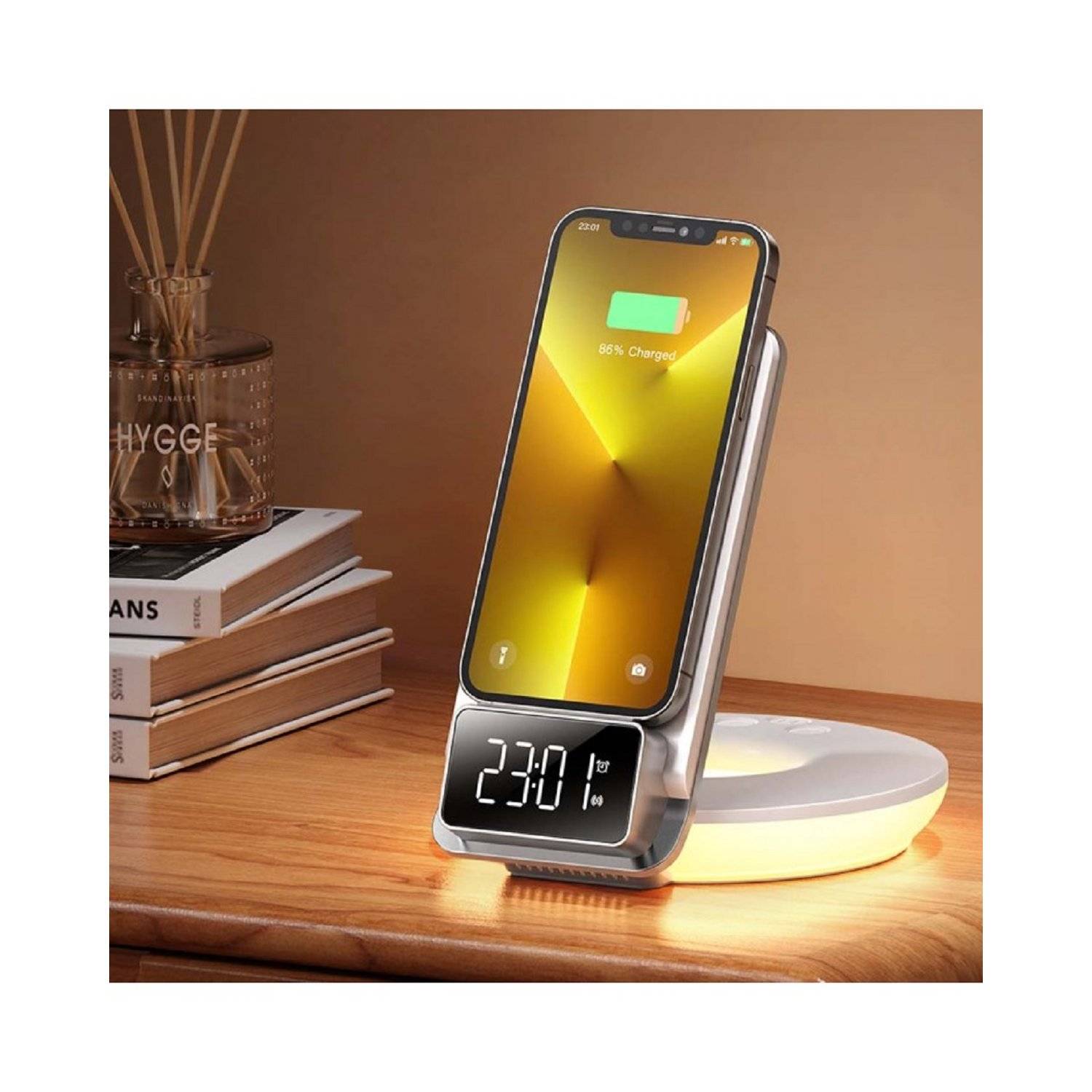 Mcdodo Noche Series CH-1610 15W induktives Ladegerät/Lampe/Wecker/Uhr Schnellladung Ladegerät Weiß