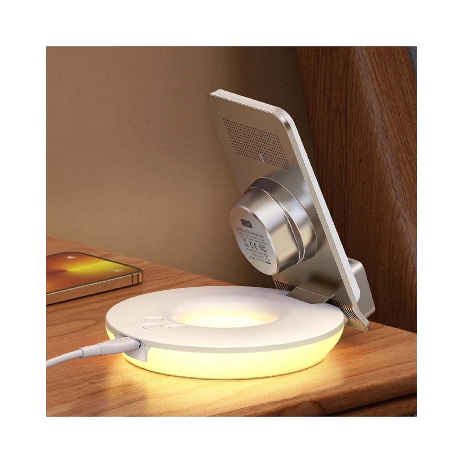 Mcdodo Noche Series CH-1610 15W induktives Ladegerät/Lampe/Wecker/Uhr Schnellladung Ladegerät Weiß