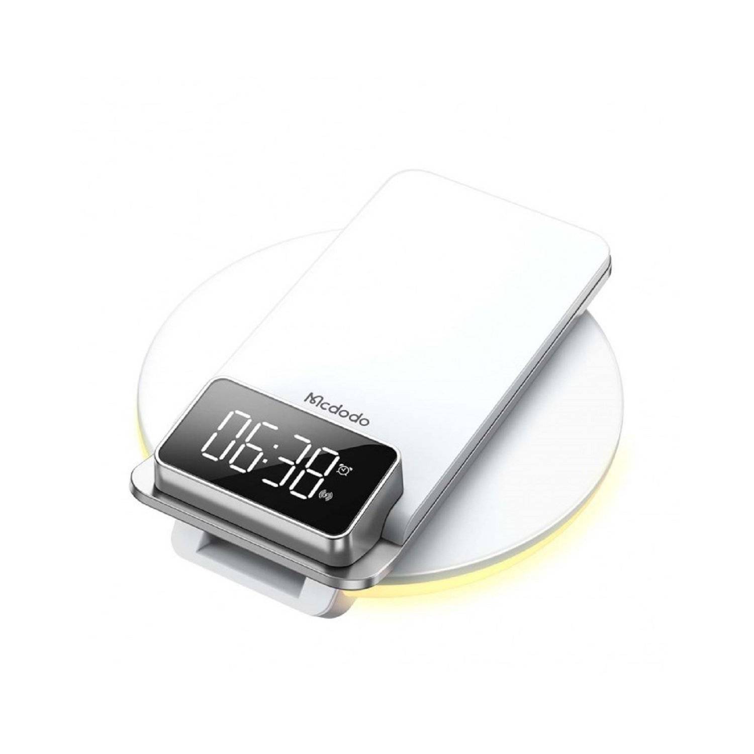 Mcdodo Noche Series CH-1610 15W induktives Ladegerät/Lampe/Wecker/Uhr Schnellladung Ladegerät Weiß